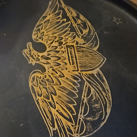 50's Ametican Eagle Mid-Century Black Gold Theme Metal Serving TrayCoasters set - Picture 5 of 6